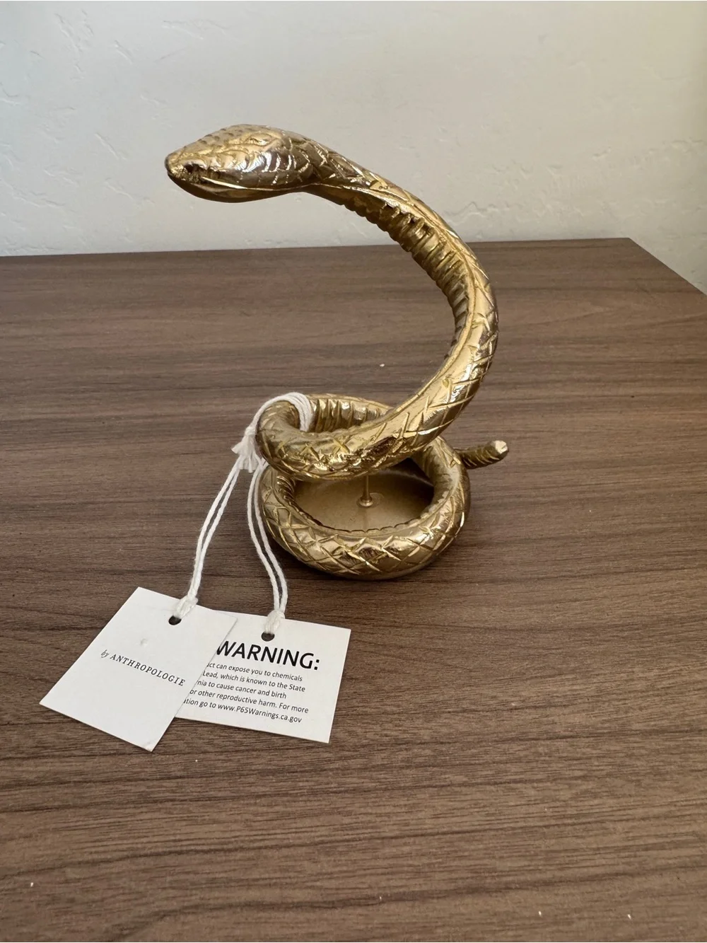 NEW Anthropologie Adelle Gold Snake Taper Candle Holder, Short